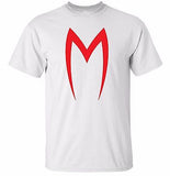 RED "M" SPEED RACER White T-shirt 100% Cotton Tee by BMF Apparel