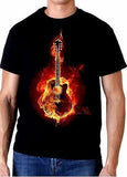 Acoustic "Fire" Guitar T Shirt 100% Cotton Tee by BMF Apparel