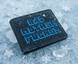 The Original BMF Black Leather Wallet Blue Embroidery