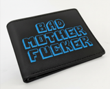 The Original BMF Black Leather Wallet Blue Embroidery