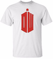 Dr Who White T-Shirt with RED DW 100% Cotton Tee by BMF Apparel