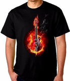 Electric "Fire" Guitar T Shirt 100% Cotton Tee by BMF Apparel