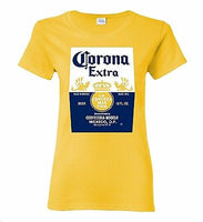 Corona Bottle Women's Yellow T-Shirt 100% Cotton Tee by BMF Apparel