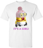 MINION BABY "IT'S A GIRL" White Tee 100% Cotton Tee by BMF Apparel