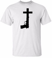 BLACK GUN CROSS White T-shirt 100% Cotton Tee by BMF Apparel