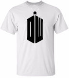 Dr Who White T-Shirt with BLACK DW 100% Cotton Tee by BMF Apparel