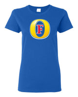 Fosters Bottle Women's Blue T-Shirt 100% Cotton Tee by BMF Apparel