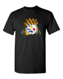 Steelers Glove Tee Shirt Black 100% Cotton